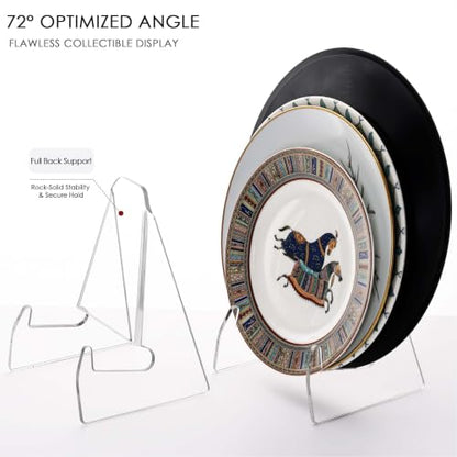 Acrylic Plate Display Stand 5.1 Inch Wide Clear Book & Art Holder - 2 Pack