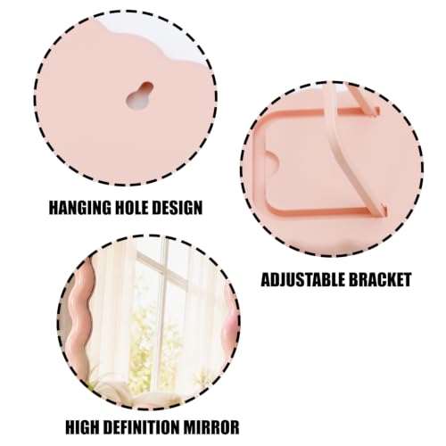 Pink Wavy Folding Desk Mirror - 6.7x5.3 Inch Cute Vanity & Makeup Mirror