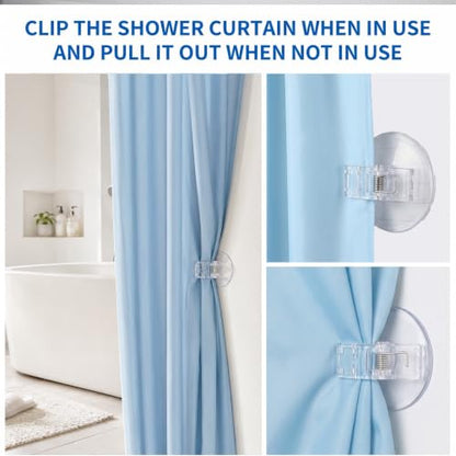 Transparent Shower Curtain Clips - Windproof Splash Guard, 4 Pack