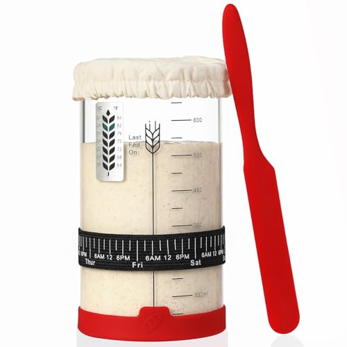 Sourdough Starter Jar Kit - 24 oz Wide Mouth Glass Baking Supplies