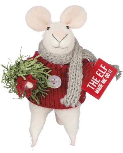 Christmas Mouse Critter Ornament - Elf Made Me Do It Holiday Decor