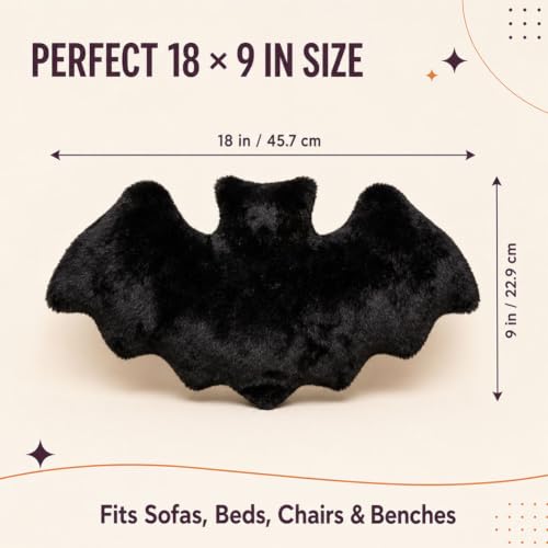 Halloween Bat Throw Pillow 18x9 Inch Cozy Gothic Indoor Decor - 1Pc