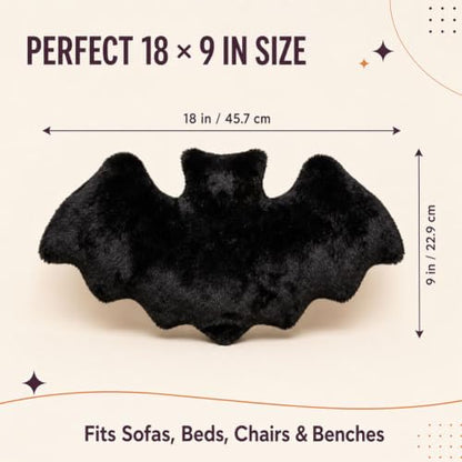 Halloween Bat Throw Pillow 18x9 Inch Cozy Gothic Indoor Decor - 1Pc