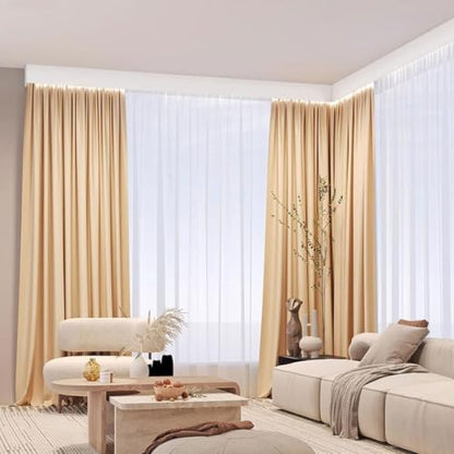 Blackout Curtain Pelmet Box with Double Track - Top-Mount 2.2m/7.2ft, Aluminum Alloy