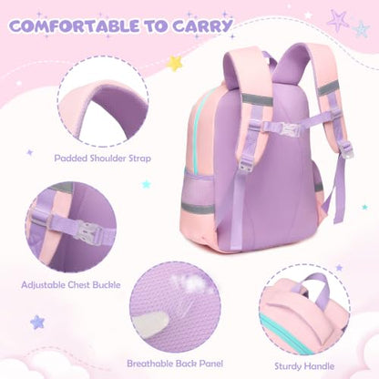 Girls Kindergarten Backpack Set 3PCS Quilted Pink & Purple