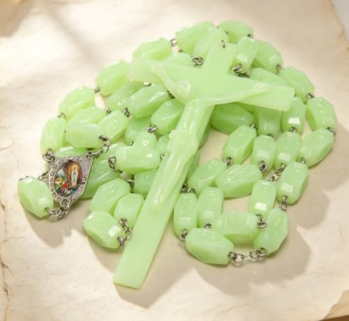 Large Glow in the Dark Wall Cross Rosary for Prayer and Decor