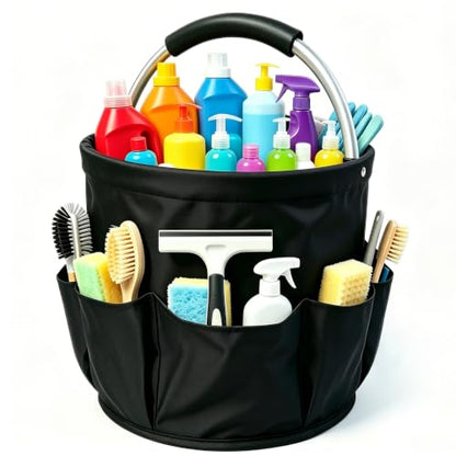 Large Cleaning Caddy with Handle and 6 Pockets, 17L Portable Organizer for Home and Garden