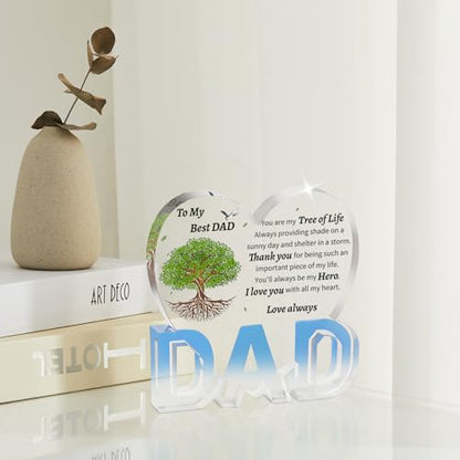 Heart Acrylic Plaque for Dad - Fathers Day Gift from Daughter Son - Dad Tree Variation