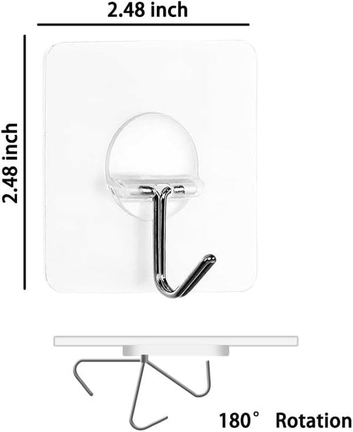 Kimono Heavy-Duty Adhesive Hooks - Transparent Waterproof Wall Hooks for Towel & Coat | 8-Pack