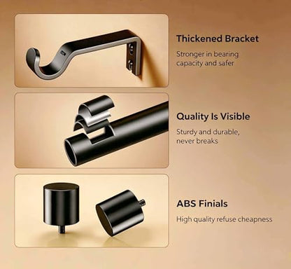 Heavy Duty Adjustable Curtain Rod for Windows 32-150 Inches Black - Modern Design