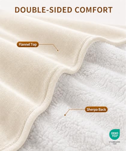 Milky White Heated Blanket Throw 50x60 Flannel Electric Blanket - AEPINBH