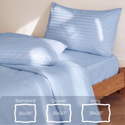 Queen Size Cotton Pillow Protectors 600TC Set of 2 Blue OEKO-TEX Certified