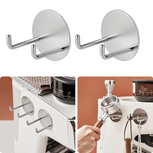 Self Adhesive Double Wall Hooks - Stainless Steel Towel and Robe Hangers, Waterproof Heavy Duty Bathroom Kitchen
