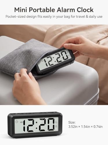 Mini Digital Alarm Clock with Dual Alarms Battery Operated - Black