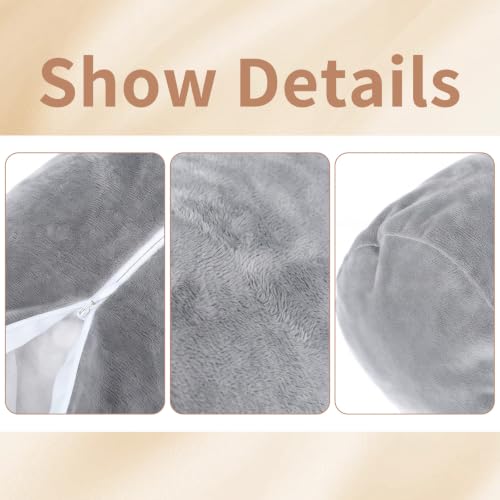 Velvet Pillow Cover for 16x6 Inch Cervical Roll Pillow - Gray