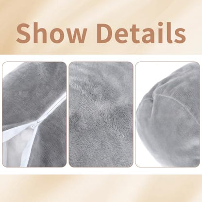 Velvet Pillow Cover for 16x6 Inch Cervical Roll Pillow - Gray