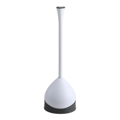 Clorox Toilet Plunger with Hideaway Holder Caddy Heavy-Duty Compact Design with Non-Skid Rubber Base for Bathroom Convenient Storage Toilet Unclogger, 6.5x19.5-Inch, White