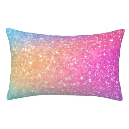 Fun Rainbow Pink Pillow Protectors 14x20inch - Decorative Soft Fleece Cover
