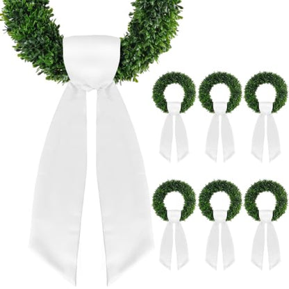 6PCS White Wreath Sashes for Front Doors - Perfect for Holiday & Event Decor