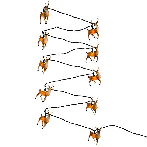 10-Light Plastic Reindeer Christmas Light Set - Indoor & Outdoor Decor