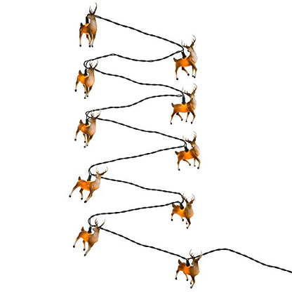 10-Light Plastic Reindeer Christmas Light Set - Indoor & Outdoor Decor
