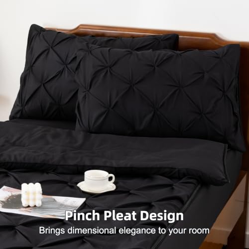 Twin Zipper Bedding Set with Comforter, Sheet & Pillow Cases - Black