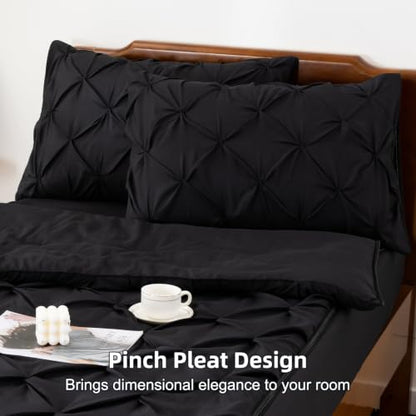 Twin Zipper Bedding Set with Comforter, Sheet & Pillow Cases - Black