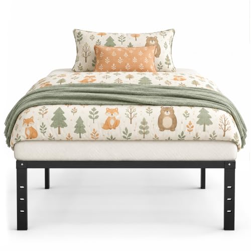 Twin Bed Frame with Metal Platform Support - Easy 8-Minute Setup