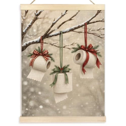 Christmas Toilet Paper Wall Art Poster with Canvas & Frame - A12 Wall Art