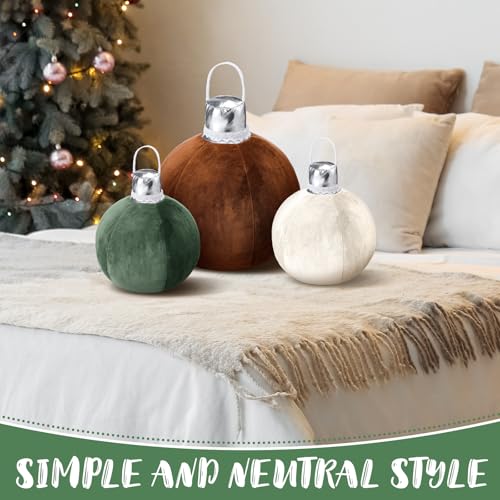 Moss Green Velvet Christmas Bell Pillow Set - 3 Pcs Holiday Decor