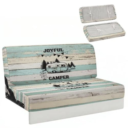 RV Jackknife Sofa Bed Cover 2-Piece Stretch Slipcover Joyful Camper Print