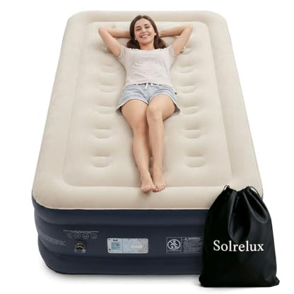 18 Inch Twin Air Mattress with Built-In Pump, Rapid Inflatable, Foldable Bed for Home Camping Guests