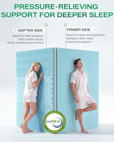 Full Size Dual Layer Memory Foam Mattress Topper - White, 4 Inch