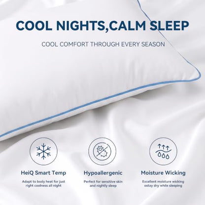 White King Size Tencel Lyocell Pillow Protector 2 Pack with Zipper - Hypoallergenic & Cool
