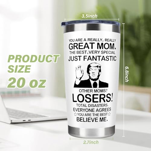 Great Mom 20 OZ Stainless Steel Tumbler Mug - White, Leakproof & Travel Friendly