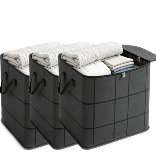 Large Capacity Foldable Storage Bags - Heavy Duty Moving & Closet Organizer, 3 Pack