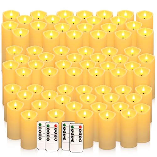 72-Pack Ivory Flameless Candles LED Pillar Set with Remote Timers - Variation of THIS listing