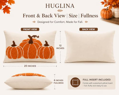 Fall Pumpkin Lumbar Throw Pillow 12x20 Inch with Insert - Farmhouse Decor