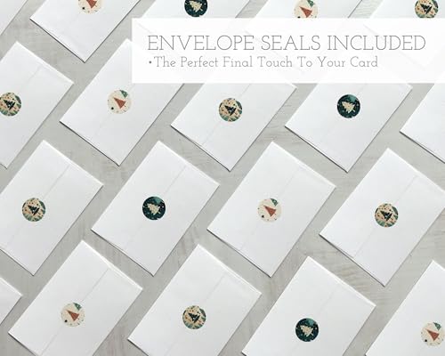 Snowed In Christmas Card Set - 24 Holiday Note Cards with Envelopes & Stickers