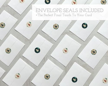 Snowed In Christmas Card Set - 24 Holiday Note Cards with Envelopes & Stickers