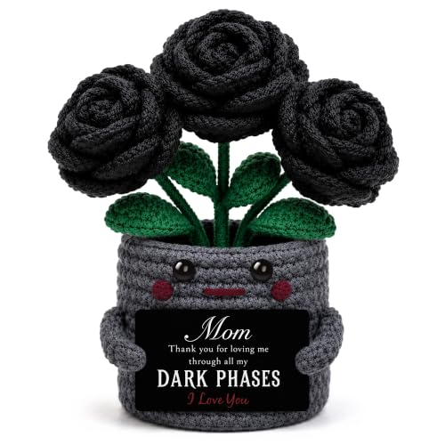 Crochet Black Rose Gift Basket for Mom - Halloween, Birthday, Mom Variation
