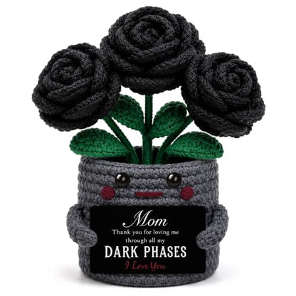 Crochet Black Rose Gift Basket for Mom - Halloween, Birthday, Mom Variation