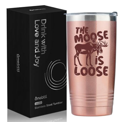 Onebttl The Moose Is Loose 20 oz Insulated Tumbler Gift for Moose Lovers - Includes Stainless Straw & Gift Box