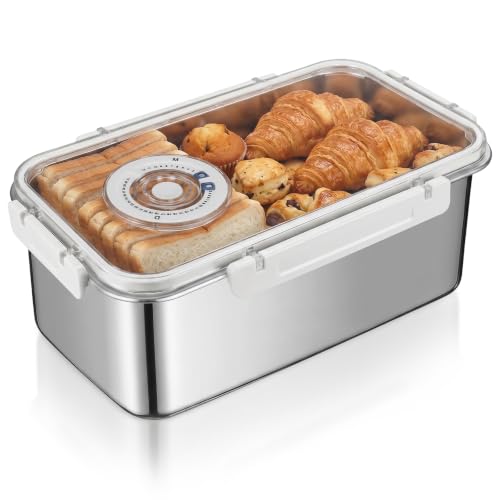 Large Stainless Steel Bread Storage Box with Lid - 1.59 Gallon Capacity
