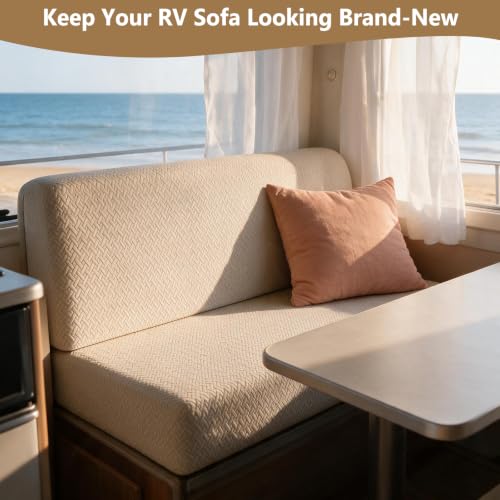 RV Jackknife Sofa Cover 2-Piece Stretch Slipcover for Camper Fold-Out Couch