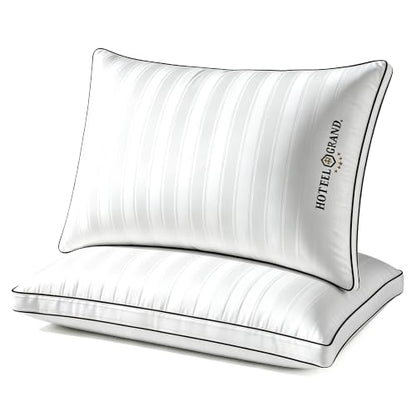 Queen Pillows Set of 2 - Firm Down Alternative Gusseted Luxury Hotel Style - White