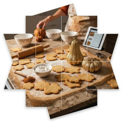 Gold Fall Pumpkin Decor Set - 2 Resin Pumpkins for Thanksgiving & Autumn Styling - Variation Gold-A
