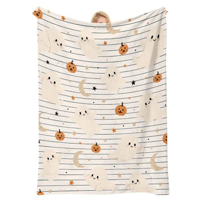 Halloween Fuzzy Blanket 40x60 Inches - Spooky Pumpkin Throw for Adults & Kids - Halloween6 Variation