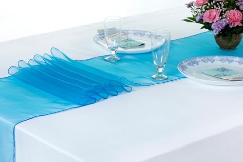 Blue Organza Table Runners Pack of 10 12 x 108 Inch for Wedding and Events