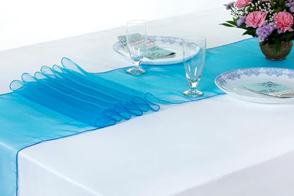 Blue Organza Table Runners Pack of 10 12 x 108 Inch for Wedding and Events